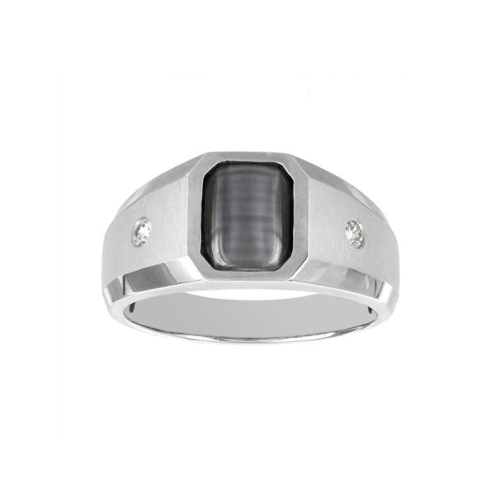 Mens 1/8 Ct. T.w Diamond And Lab-created Cat's Eye Ring