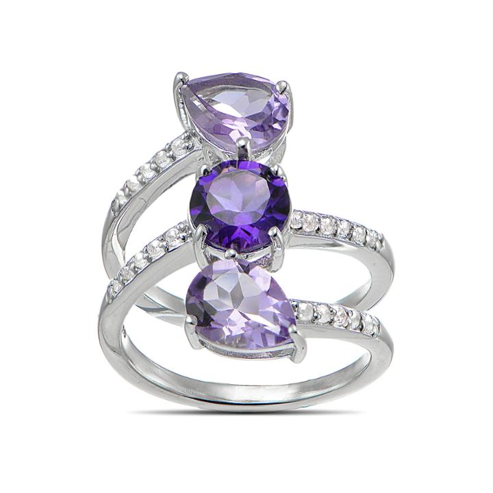 Womens Genuine Blue Topaz Sterling Silver 3-stone Ring