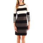 Studio 1 3/4-sleeve Striped Sweater Dress