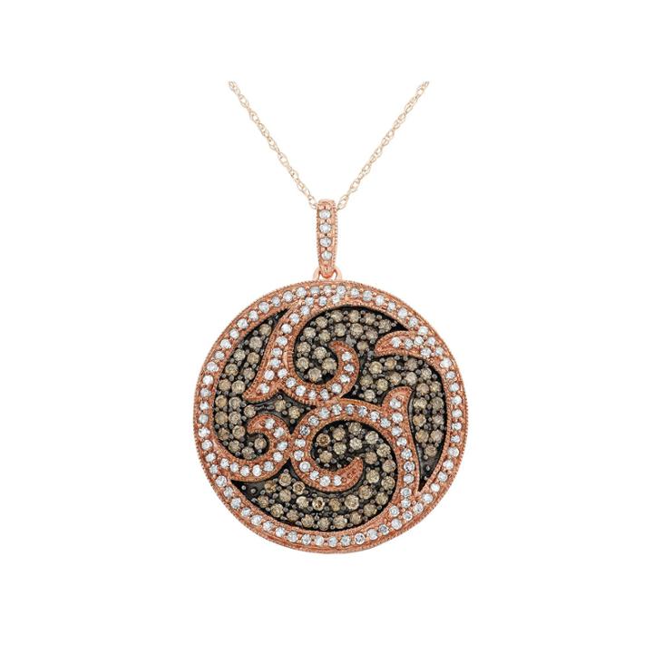 Womens 1 1/2 Ct. T.w. Brown Diamond 10k Gold Pendant Necklace