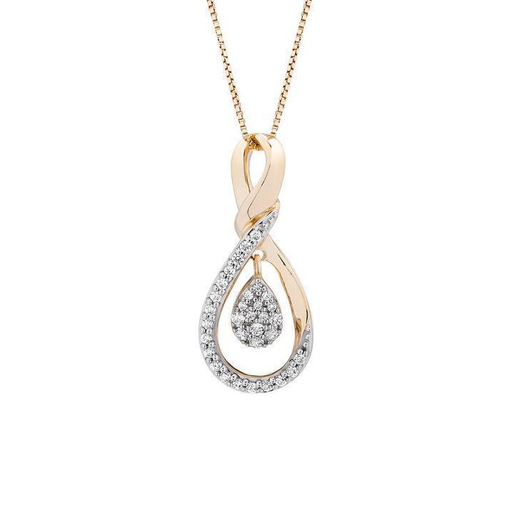 Womens 1/6 Ct. T.w. Genuine White Diamond 10k Gold Pendant Necklace
