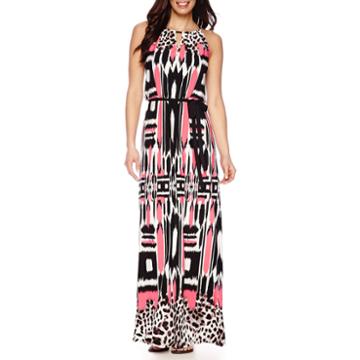 London Style Collection Sleeveless Print Maxi Dress