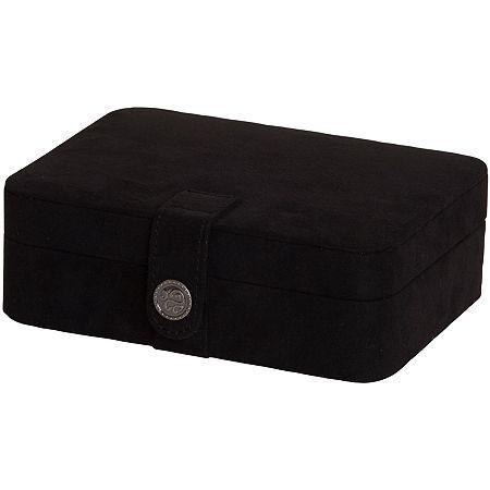 Mele & Co. Giana Black Plush Fabric Jewelry Box W/ Lift-out Tray