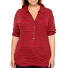 Liz Claiborne 3/4-sleeve Henley Tunic - Plus