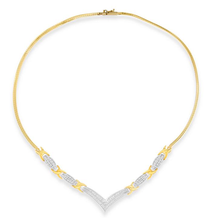 Womens 1 Ct. T.w. White Diamond 10k Two Tone Gold Pendant Necklace
