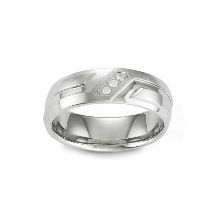 Mens Diamond-accent Stainless Steel Wedding Band