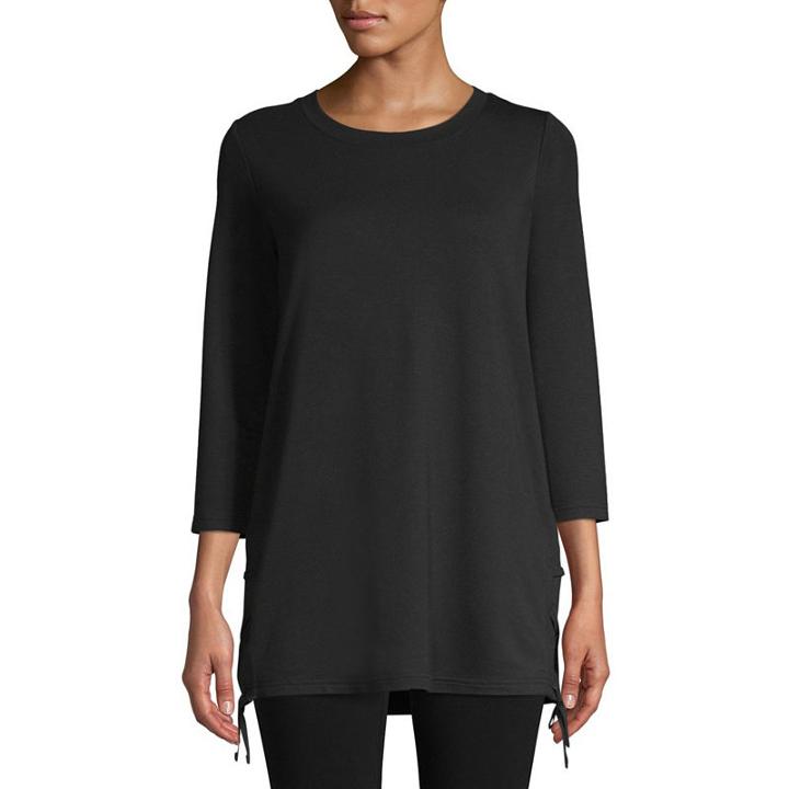 St. John's Bay Active 3/4 Sleeve Lace Hem Top