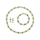 Cultured Freshwater Pearl And Green Jade 3-pc. Boxed Jewelry Set