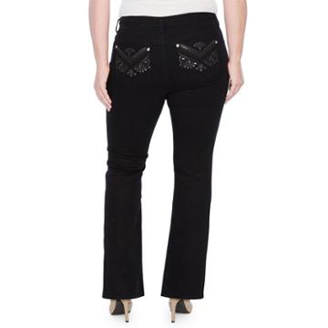 Star Stitch Sequin Pockets Bootcut Jeans - Plus