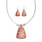 Mixit&trade; Pink Stone Silver-tone Rectangle Necklace And Earrings Set