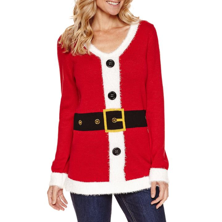 Tiara International Long Sleeve V Neck Pullover Sweater