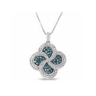 Womens 3/4 Ct. T.w. Blue Diamond Sterling Silver Pendant Necklace