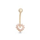 10k Yellow Gold Pink Cubic Zirconia Heart Belly Ring
