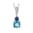 Genuine Blue Topaz And Lab-created Blue Sapphire Drop Pendant Necklace