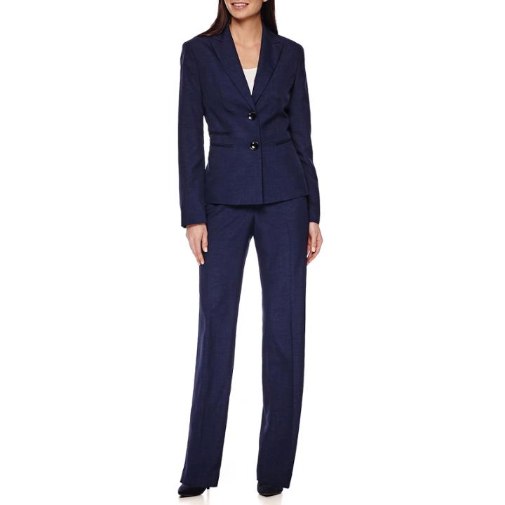 Le Suit Long-sleeve Textured Weave Pantsuit