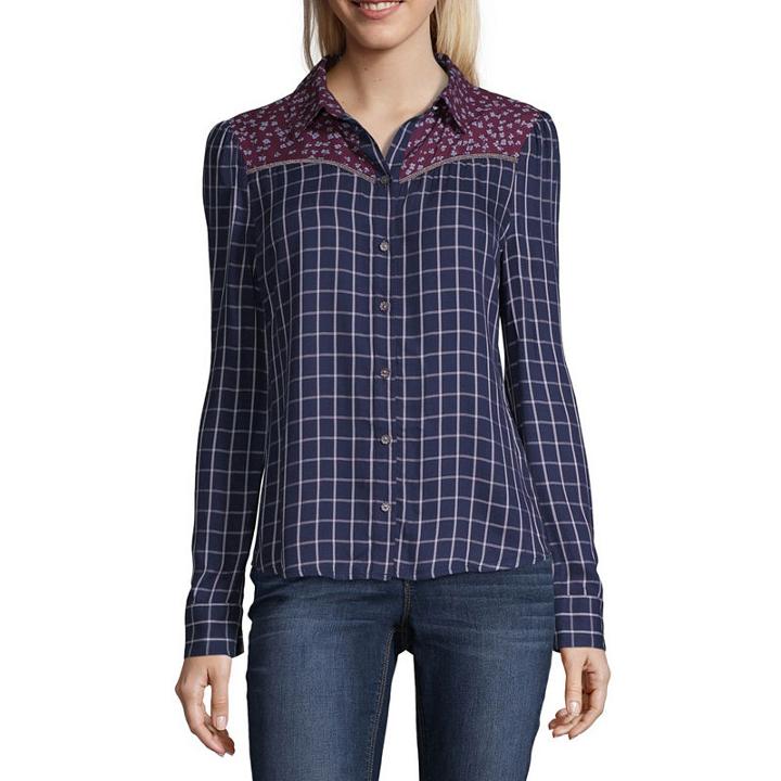 A.n.a Ana Print Mix Western Shirt Modern Fit Long Sleeve Button-front Shirt