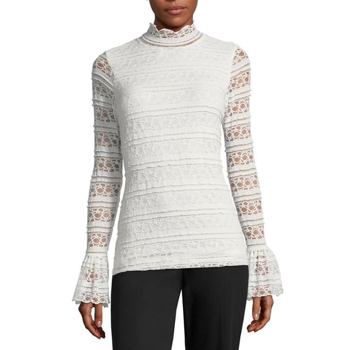 Worthington Long Sleeve Mock Neck T-shirt-womens