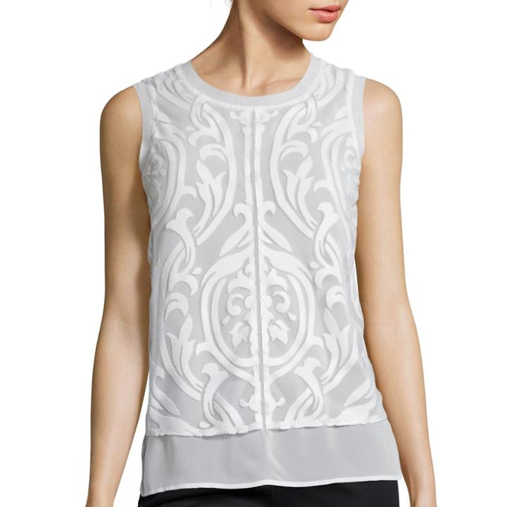 Worthington Seam-detail Chiffon Tank Top - Tall