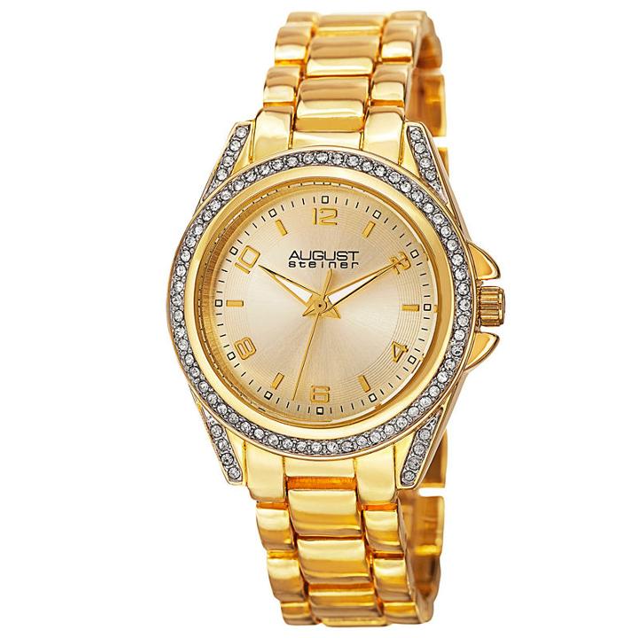 August Steiner Womens Gold Tone Strap Watch-as-8149yg