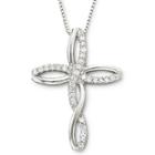 1/4 Ct. T.w. Diamond Sterling Silver Cross Pendant Necklace