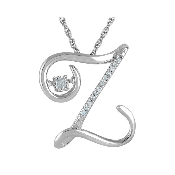 Love In Motion&trade; Diamond-accent Sterling Silver Z Pendant Necklace