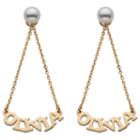 Personalized 14k Gold Over Silver Drop Earrings
