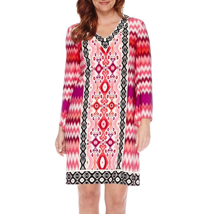 London Style Collection Chevron Print Shift Dress