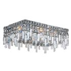Cascade Collection 4 Light 7.5 Rectnagle Chrome Finish And Clear Crystal Flush Mount Ceiling Light