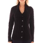 St. John's Bay Long-sleeve Button-front Cable-knit Cardigan