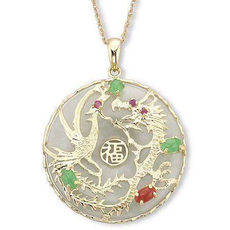 Jade Dragon Pendant 14k Over Sterling Silver