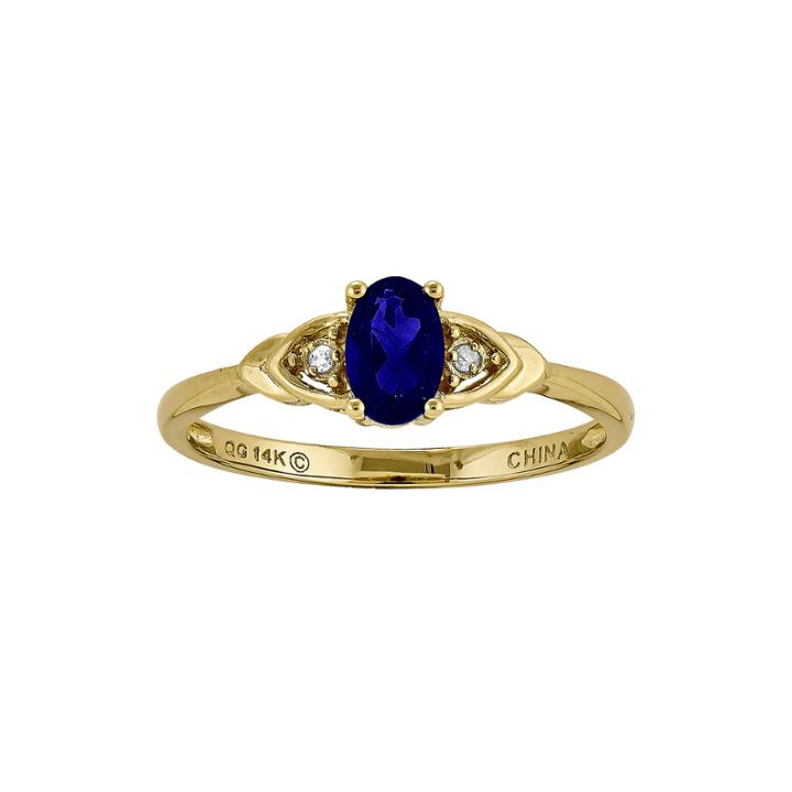 Genuine Blue Sapphire And Diamond-accent 14k Yellow Gold Ring