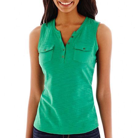 Liz Claiborne Henley Tank Top - Tall