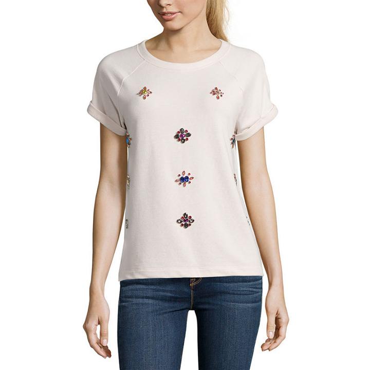 Stylus&trade; Short-sleeve Embellished Sweatshirt- Petite