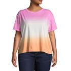 Arizona Short Sleeve Tie Dye Boxy Tee- Juniors Plus