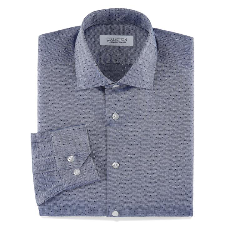 Collection By Michael Strahan Collection By Michael Strahan Stretch Fabric Long Sleeve Dress Shirt Long Sleeve Woven Dots Dress Shirt
