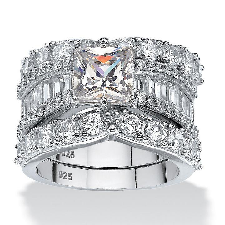 Diamonart Womens Greater Than 6 Ct. T.w. White Cubic Zirconia Bridal Set
