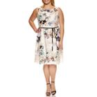 Danny & Nicole Sleeveless Floral Tie Waist Fit & Flare Dress-plus