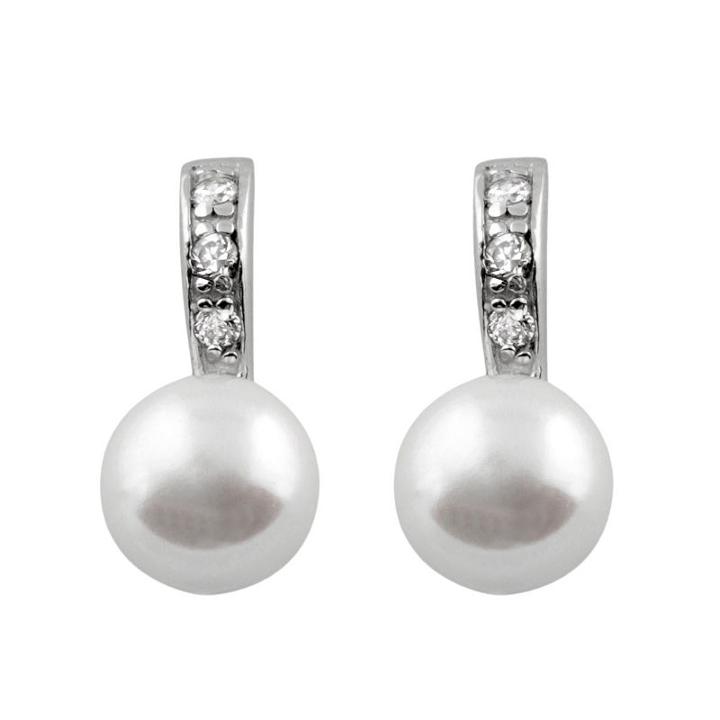 White Cultured Freshwater Pearls Sterling Silver 15mm Stud Earrings
