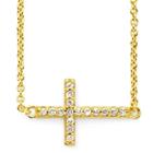 1/10 Ct. T.w. Diamond Cross 14k Yellow Gold-plated Mini Cross Pendant Necklace