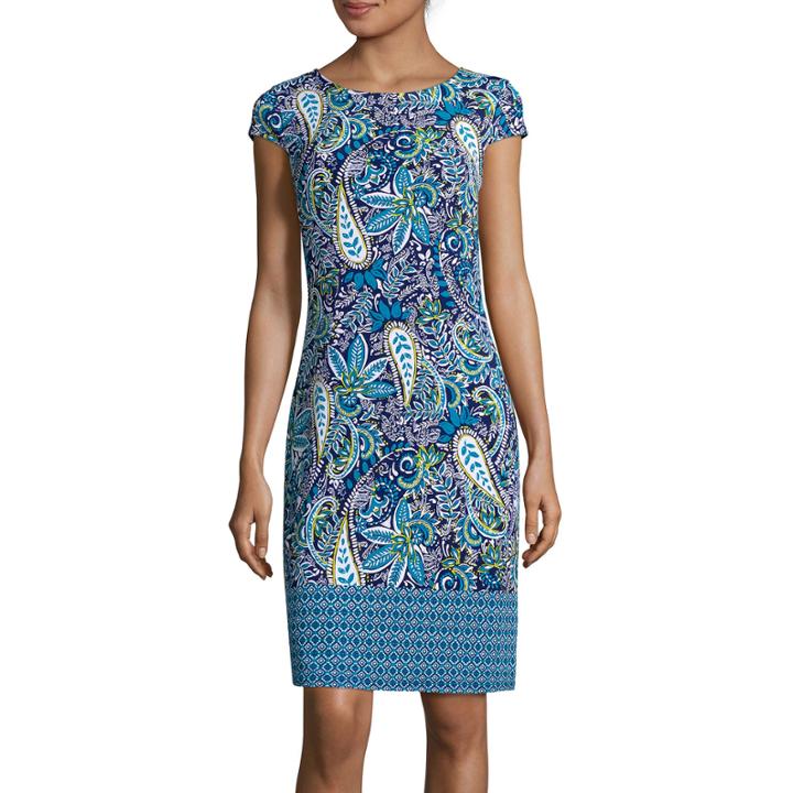Liz Claiborne Cap-sleeve Paisley-print Shift Dress