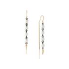 Simulated Pearl Two-tone Threader Earrings