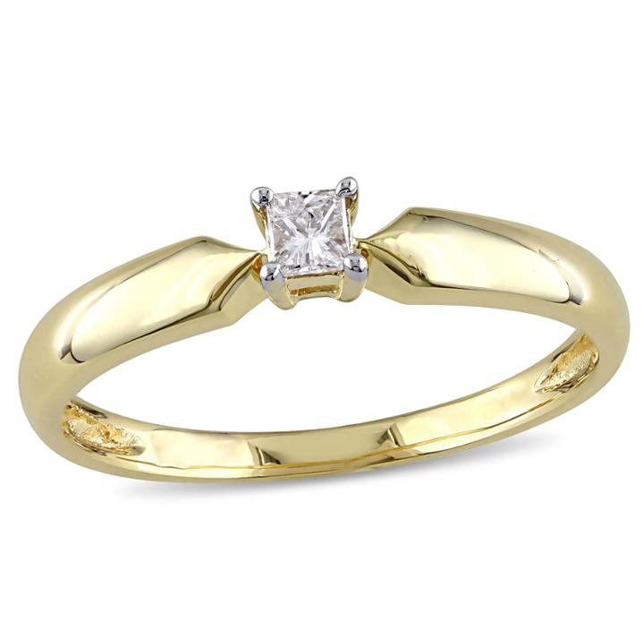 Womens 1 1/10 Ct. Genuine Princess White Diamond 10k Gold Solitaire Ring
