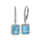 Genuine Swiss Blue Topaz & Lab-created White Sapphire Sterling Silver Earrings