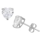 Diamonart 1 1/2 Ct. T.w. Heart White Cubic Zirconia Sterling Silver Stud Earrings