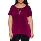 Alyx Short-sleeve Sharkbite Top With Necklace - Plus