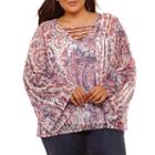 Belle + Sky 3/4 Sleeve Scoop Neck Woven Blouse-plus