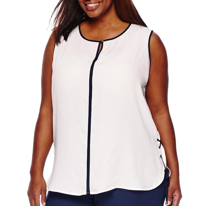Liz Claiborne Sleeveless Side Lace-up Top - Plus