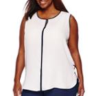 Liz Claiborne Sleeveless Side Lace-up Top - Plus