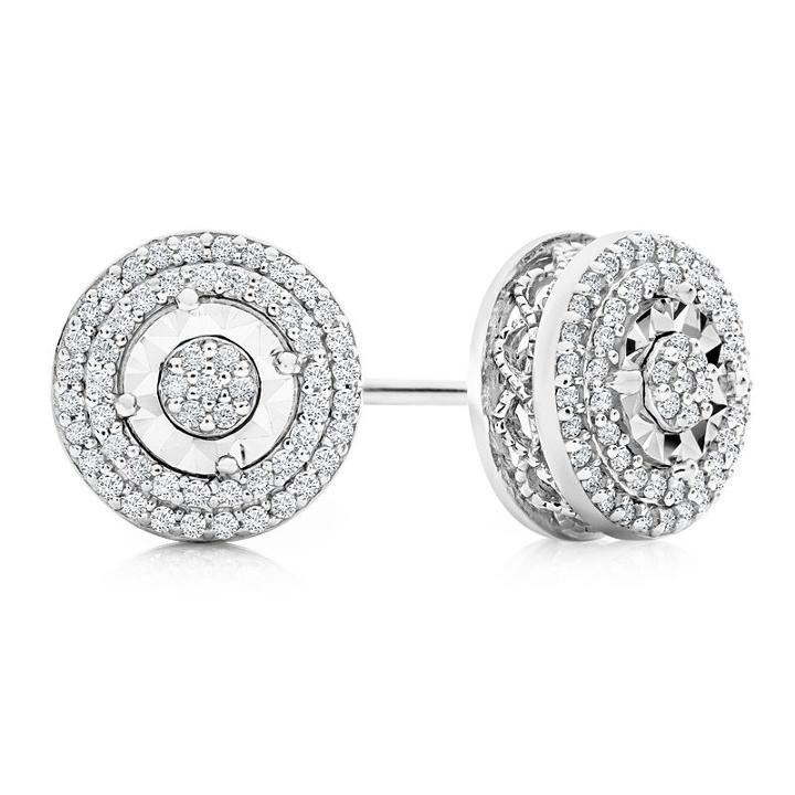 1/4 Ct. T.w. Genuine White Diamond Sterling Silver Round Stud Earrings