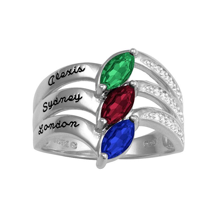 Personalized Womens Genuine Multi Color Multi Stone 10k Gold Band
